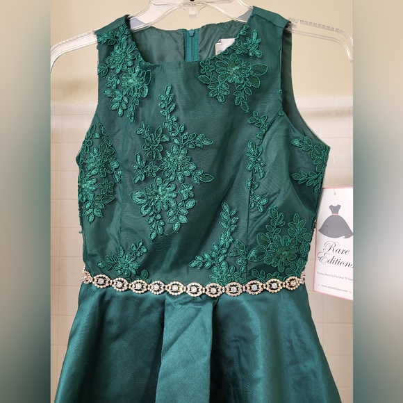 Girl's green lace & satin prom formal dress by Rare Editions from Macy's Size 16 - Picture 3 of 16